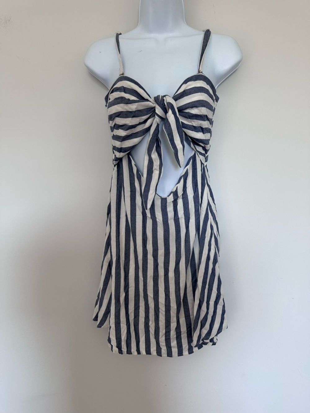 Beach Riot Striped Tie-Front Sundress in Blue and White Small - Picture 2 of 7